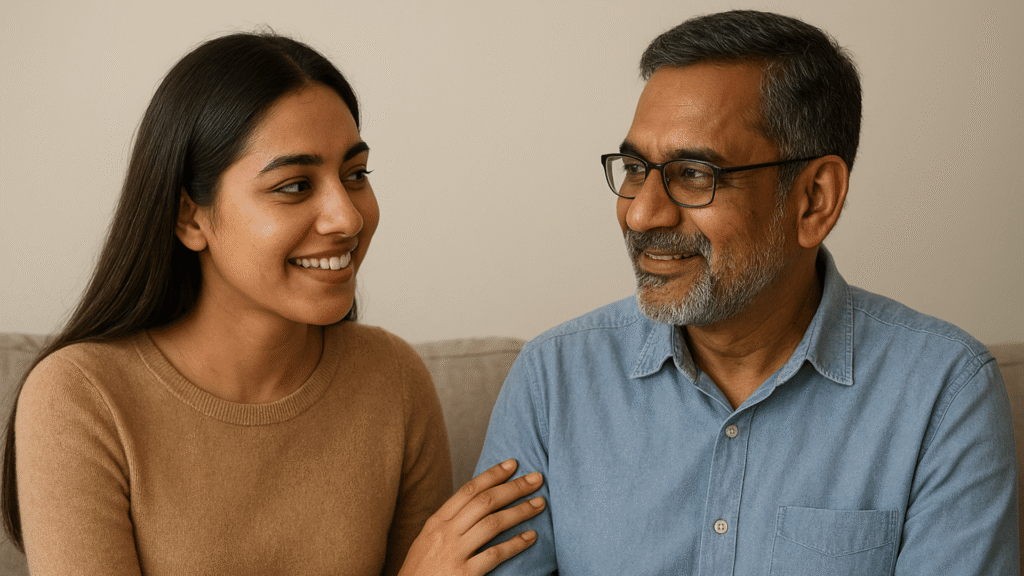 For adult children (18 to 25 years), adult children with her father