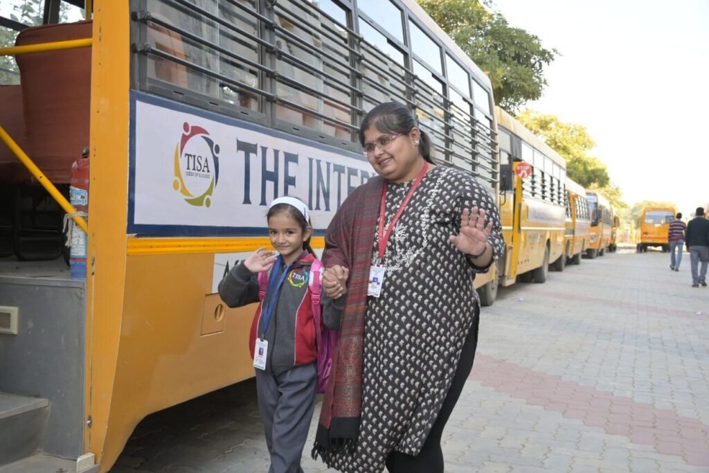 Tisa student and teacher school bus parked